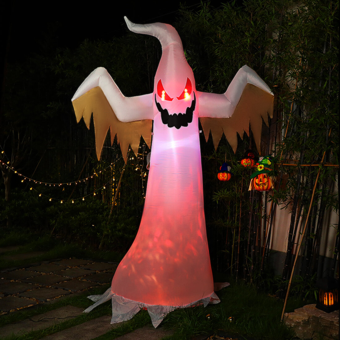 12 FT Halloween Inflatable Ghost with Red Eyes Blow offers Up White Ghost Garden Decor